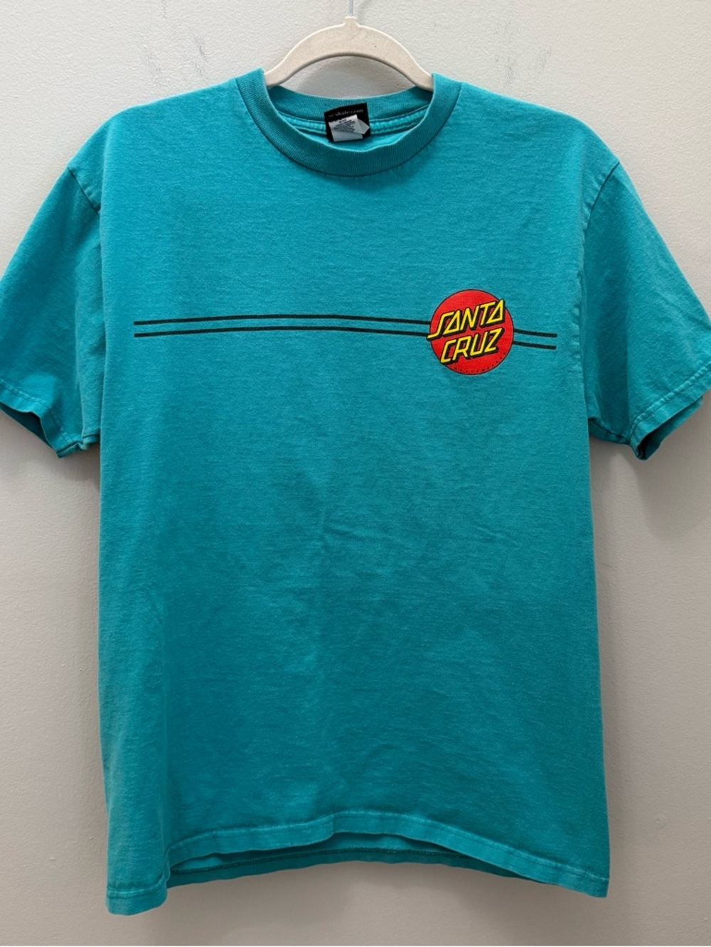 Vintage 90s Santa Cruz Skateboards Men’s Teal Graphic Logo T-Shirt Size Medium